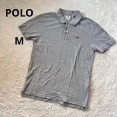 リーバイス ポロシャツ 半袖Tシャツ　ハーフボタン ワンポイント刺繍　M グレー