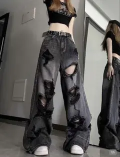 SHEIN ダメージジーンズ ワイドのサムネイル
