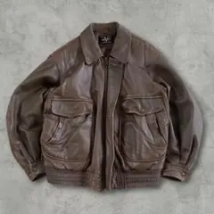 90s Vintage ラムレザージャケット A-2 短丈 ブラウン アメカジ