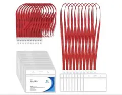 ネームホルダー 名札 ケース idカードホルダー 吊り下げ名札 100枚 赤