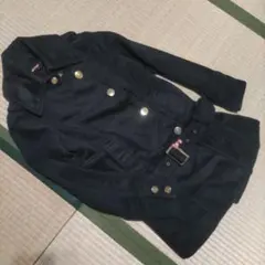 黒いピーコート 腰ベルト付き
