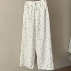※即日発送 WEGO 花柄デニムパンツ Lサイズ