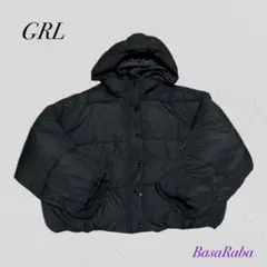 GRL✿中綿ダウンジャケット(F)✿ブラック✿ショート✿フード付✿アウター✿防寒