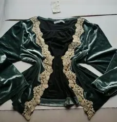 フェアリーグランジ 森ガール y2k ベロア カーディガン ダークコケット　緑