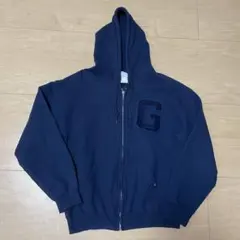 90s 一点物 OLDGAP 短丈ジップパーカー 鬼フェード usa古着 ナス紺