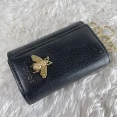 GUCCI キーケース　6連　レザー　蜂　BEE ブラック　ゴールド