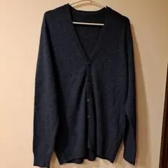 無印良品　ダークブルー Vネック カーディガン