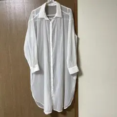 GU ホワイト シアー長袖シャツ Mサイズ