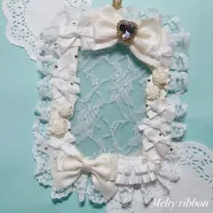 ♡現品限り♡ デコ硬質ケース アイボリー 白 バラ B7 レース