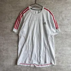 アディダス Ｔシャツ クルーネック 半袖 メッシュ 切替 Ｍ 白 赤 ランニング