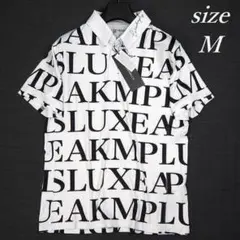 新品 リュクスエイケイエムプラス 半袖 ポロシャツ 総柄 ストレッチ 白 Mのサムネイル