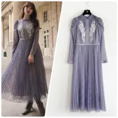 herlipto*Lace Trimmed Pleated Long Dress