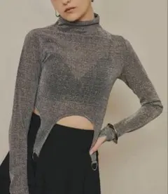 VIOLETTA ラメカットソークロップドトップス