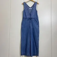 美品 アーバンリサーチ サニーレーベル クロス刺繍デニムサロペット