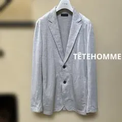 状態良好★TÊTEHOMME★ジャージ素材　テーラードジャケット　霜グレーのサムネイル