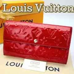 美品 ルイヴィトン ヴェルニ 長財布 モノグラム ポルトフォイユ サラ 赤