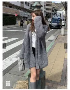 GRL オーバーサイズニットジャケット [lt59] グレー