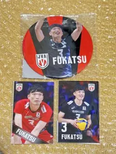 バレーボール男子日本代表ガチャ　BIG缶バッジステッカーセット　3深津旭弘