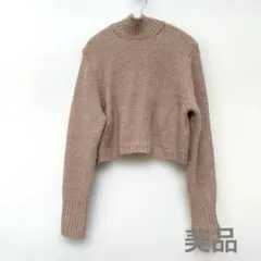 美品★ZARAピンクベージュクロップドハイネックニットセーターSサイズ