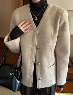 ショートコート ノーカラージャケット