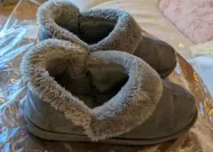 グレー ファー付き ムートンブーツ