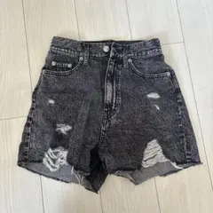 WE GO ダメージデニムショートパンツ　グレー