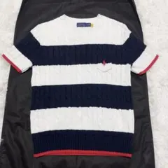 現行タグ　ポロラルフローレン　半袖ボーダーケーブルコットン　サマーニット