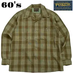 美品レア！60'sUSA製【ペンドルトン】シャドーチェック　オープンカラーシャツ