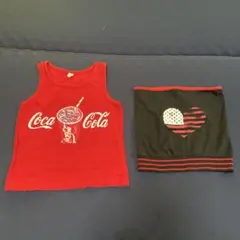 Coca Colaタンクトップとハート柄トップスセット