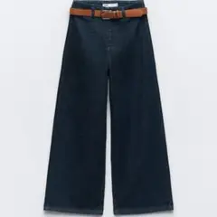 ZARA ワイドレッグデニムパンツ ダークブルー 36