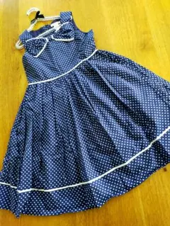 JANIE AND JACK新品未使用ドット柄ワンピース12歳サイズ　ネイビーのサムネイル