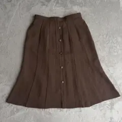 80s 90s ヴィンテージ フレアスカート ブラウン L 相当 フロントボタン