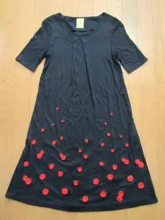 シビラ　薄手スウェット素材 刺しゅうドット柄 ワンピース　Ｌ