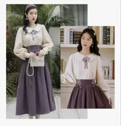 [LAVASEON] 2点セット ブラウス スカート レディース セットアップ