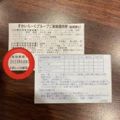 すかいらーく　家族優待券　25%オフ　9月１枚