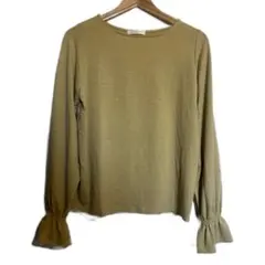 （美品）袖フリルトップス イエロー FREE