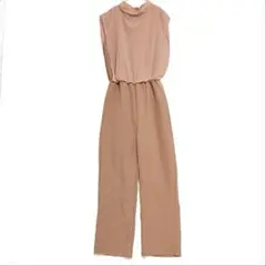 ユアーズ　シフォン重ねバックリボン サロペット　ピンクベージュ　M