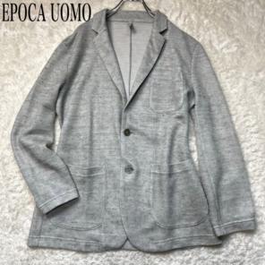 EPOCA UOMO ニットテーラードジャケット リネン混 シェルボタン 春夏