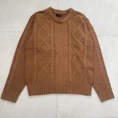ZIP FIVE ケーブルニット セーター クルーネック ブラウン