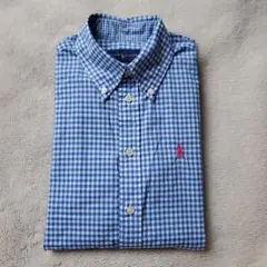 ラルフローレン長袖シャツ　カスタムフィット ギンガムチェック　ピンクポニー　美品