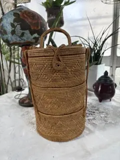 天然素材の円筒形かごバスケットセット