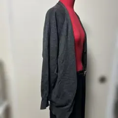 iCBドルマン　グレー ニットロングカーディガン
