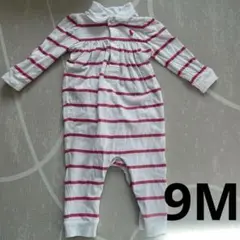 Ralph Lauren 長袖　ピンクストライプロンパース