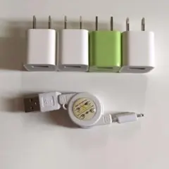 5点セット◼️USBアダプタ4つ_巻取USBケーブル