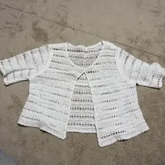 H*O様 ホワイト レース編み 半袖カーディガン