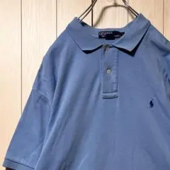 美品 Polo Ralph Lauren 半袖 水色 刺繍ロゴ L ポロシャツ
