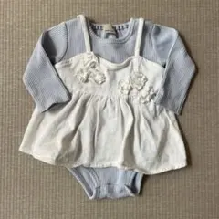 petit main フリル付きロンパース 80