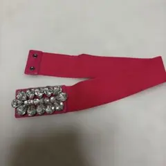 DaTuRaビジュー付き ピンク ゴムベルト