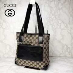 GUCCI グッチ トートバッグ GG柄 キャンバス チャーム ブラック 黒色 