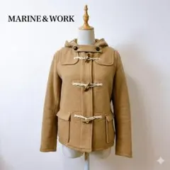 美品マリンアンドワークパリシーFウール混ダッフルコートベージュフード付きトグルのサムネイル